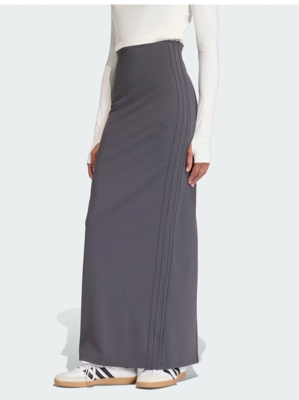 adidas Dark Gray Maxi Skirt with Side Triple-Stripe